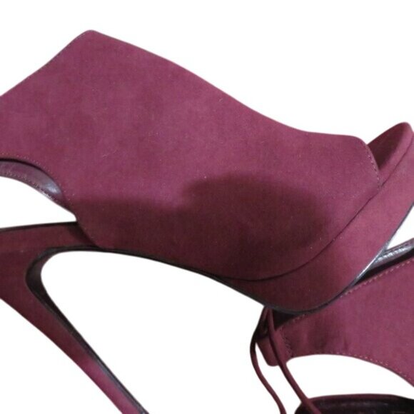 ALDO Nulia Maroon micro suede peep toe ankle boots booties heels size 7 - Picture 8 of 15
